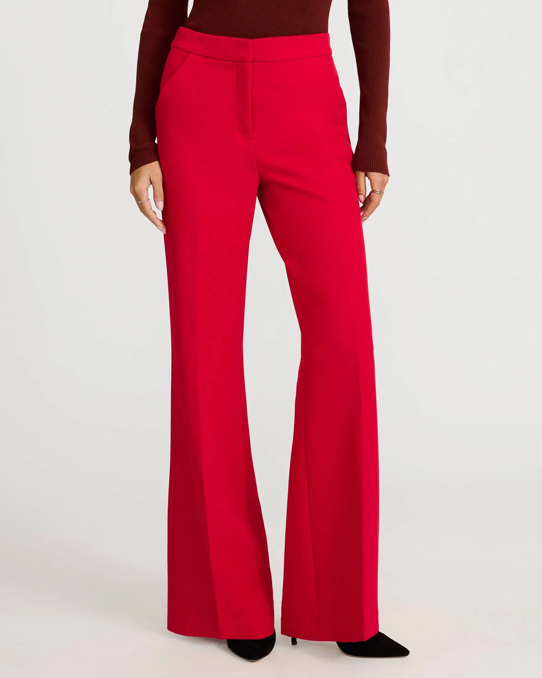 Express Women's Editor Signature Stretch High-Waisted Flare Pants, Spandex Bottoms with Comfortable Leg Fit, Slim, Pocket, Style, Flared Pants