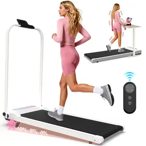 【SAVEYOUR】Foldable 2-in-1 Treadmill & Under Desk Walking Pad with Vibration Pad,Portable Treadmill with Handlebars, Incline & Remote for Home Cardio in Small Spaces, Office Apartment Fitness Equipment