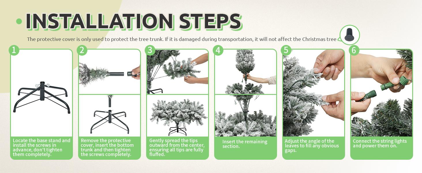 YITAHOME 6/7.5FT Prelit Flocked Layered Christmas Tree, with Remote Control, Hinged Flocked, with PE & PVC Mixed Tips, Warmwhite & Color Changing Lights, with Removable Lampshade, 11 Modes, 3 Lighting Colors