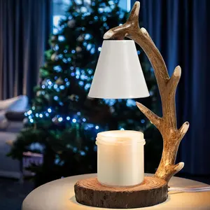 Candle Lamps,Candle Warmer Lamp with Timer Dimmer for New Home Bedroom Decoration Handcrafted with Resin Reindeer Antler Design Desktop lamp，Hand-Painted Night Desk lamp Creative Birthday Gifts