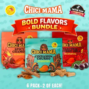 Chici Mama Dried Mango Bold Flavors Bundle 6-Pack | Spicy Chamoy, Cinnamon Churro, Electric Cherry Cola | Better-For-You Sweet Treat | Healthy Snacks for Adults and Kids
