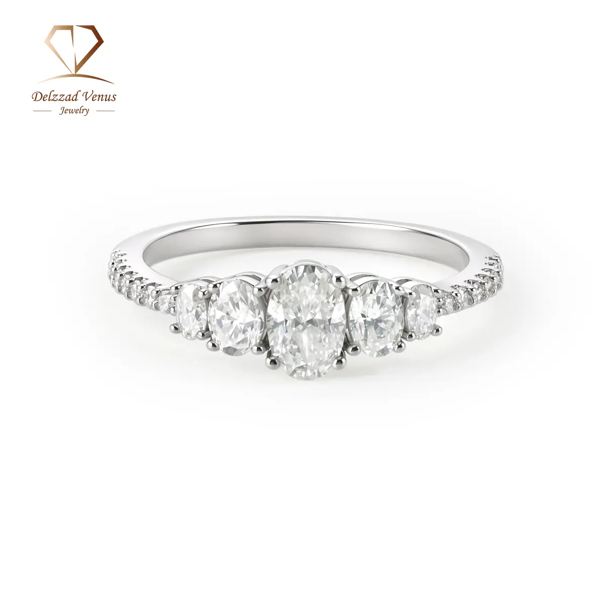 Delzzad 1.2ct The Heirloom Oval Ring Luxury Five-Stone Oval Cut Engagement Ring Wedding Band VVS Synthetic Moissanite Ring Jewelry Copper Band Perfect Birthday Engagement Wedding Anniversary Christmas Valentine's Day Mother's Day Gift