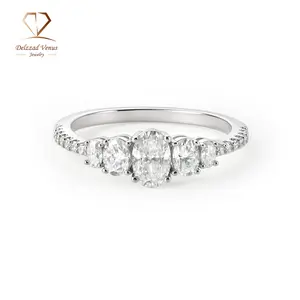 Delzzad 1.2ct The Heirloom Oval Ring Luxury Five-Stone Oval Cut Engagement Ring Wedding Band VVS Synthetic Moissanite Ring Jewelry Copper Band Perfect Birthday Engagement Wedding Anniversary Christmas Valentine's Day Mother's Day Gift