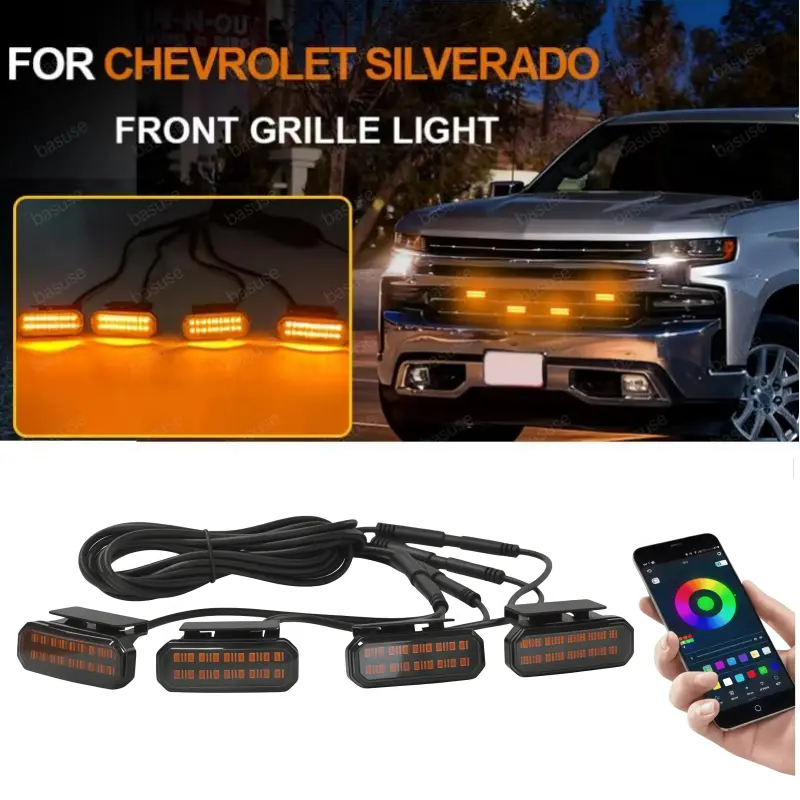 LED Front Grille Daytime Running Light for Chevrolet Silverado Pickup - 12V Power Offroad Lighting System, Truck Hood Light, Wheel Eyebrow Lamp, Truck Accessory, Visibility Boost, Improved Daytime Visibility, Enhance Your Vehicle's Appearance, Truck Acces