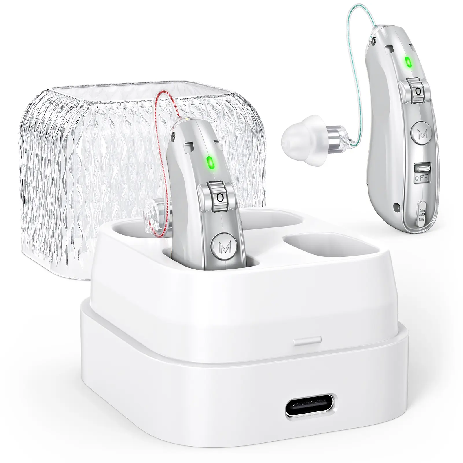 Foahinio Hearing Aids for Adults, Behind-the-Ear Hearing Amplifiers with Magnetic Charging Case, Digital Noise Cancelling,Clear Sound, Invisible Design for Hearing Loss, 25mAh Hearing Devices Assist Healthcare