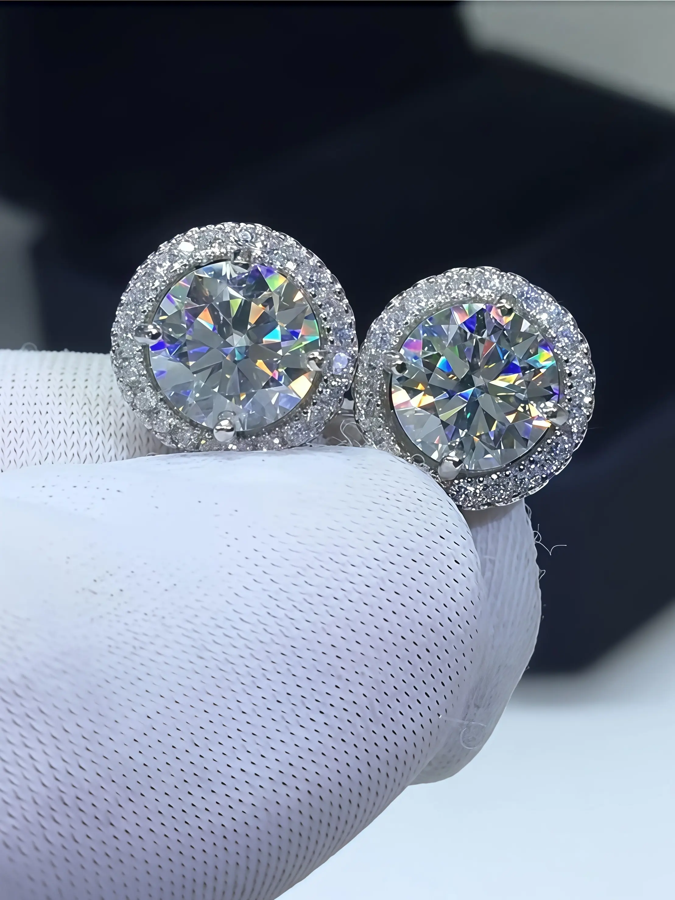 S925 Silver Color Moissanite Studs Earrings, High Quality Earrings, Shining Earrings, Classic Fashion Ear Jewelry, Perfect Birthday & Mother's Day Gift, Unisex Wedding Set