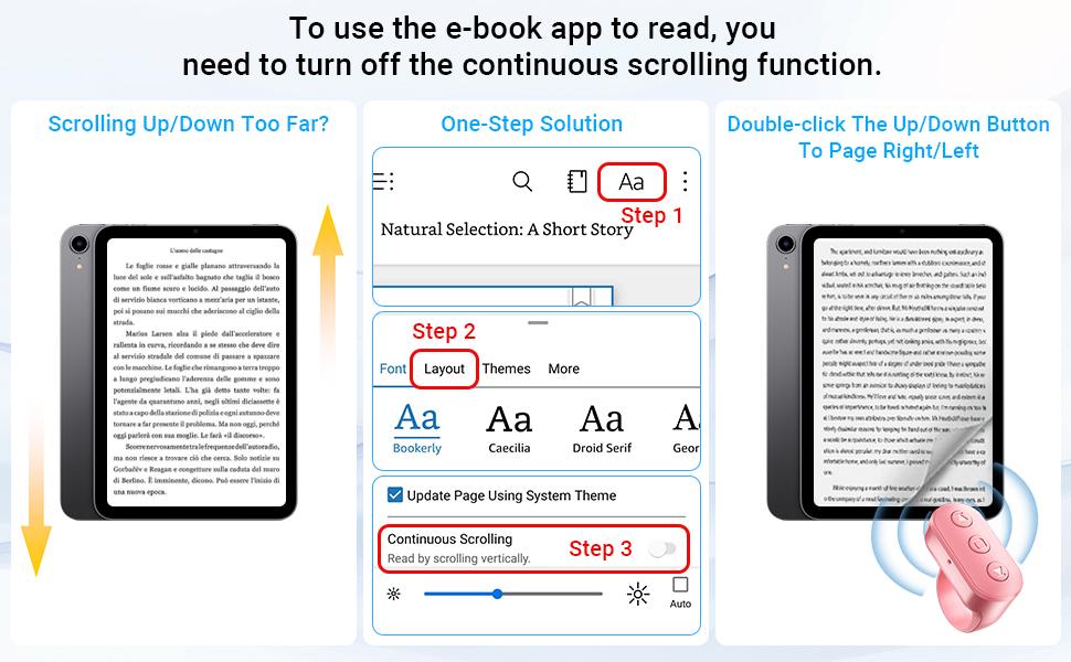 Scrolling Ring Remote, Wireless Fingertip Clicker for TikTok YouTube Instagram Shorts, Page Turner for Kindle App, Landscape & Portrait Control, Compatible with iPhone iPad Android Phone & Tablet