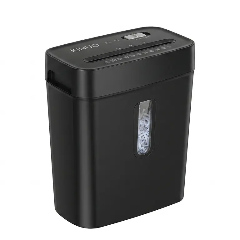 KINUO P-4 High Security Paper Shredder for Home Office, 6-Sheet Cross-Cut Shredder for Credit Cards, Staples & Paper Clips, Heavy Duty Shredder with Safety Lock & Overheat Protection