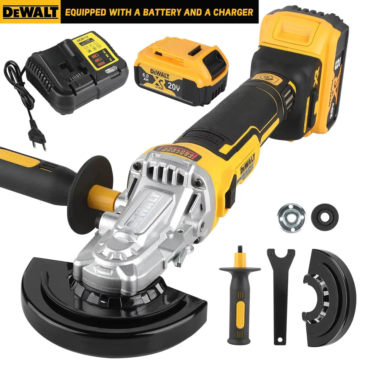 Dewalt DCG405FN 125mm Brushless Standard Angle Grinder - 9000 RPM Power Tool, Polishing Grinding Machine, Wireless Lithium Batteries-Compatible, Portable Renovation Gear for DIY Cutting