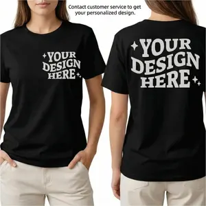 Custom Graphic T-shirt  Personalized Front Back Print Your Design Here Unisex Black Cotton Tee Logo DIY Gift Men Women Streetwear Top Personalized Front Back Print Black White Double Sided Vintage Distressed Retro Tee