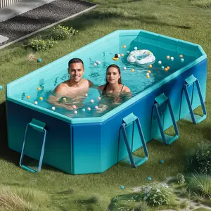 【102.36*64.96*21.65 Inch】 Foldable Frame Swimming Pool-NoInflation, Large Capacity, StableTriangular Support, Space - Saving Storage, for Backyard/Outdoor/Indoor Family Water Fun