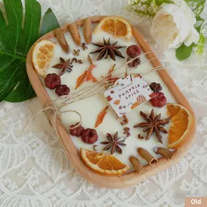 Pumpkin Wood Bowl Fall Candle Handcrafted Soy Wax Autumn Pumpkin Spice Scent Cozy Autumn Decorative Bowl Gift for Friends & Family