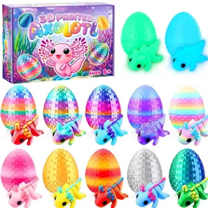 Easter Gift 24pcs Easter 3D Printed Animals Axolotl Figurines with 3D Printed Eggs Mini Fidget Toys for Kids Boys Girl Easters Basket Stuffers School Classroom Prizes Egg Hunt Party Favors Gifts
