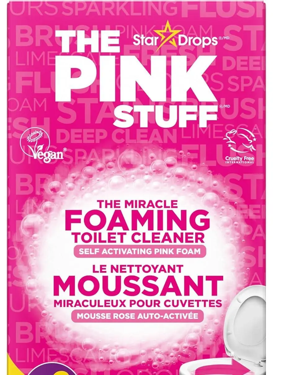 The Pink Stuff Miracle Power Foaming Toilet Bowl Cleaner - Self-Activating Pink Foam, 2 Treatments, 1 Pack (7 oz) - Household Cleaning Supply
