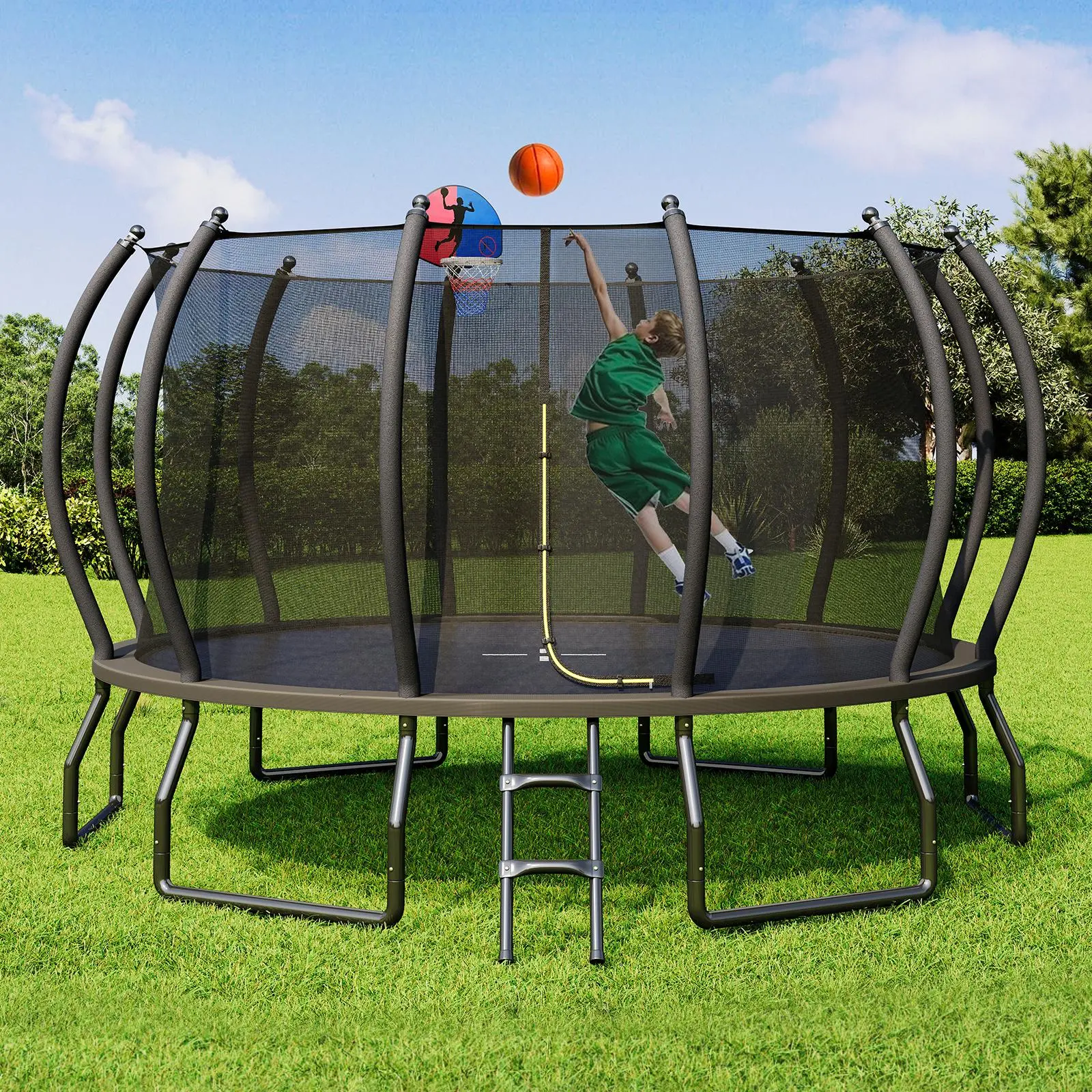 AMERLIFE Outdoor Trampoline with Enclosure Net and Ladder, Recreational Trampolines for Kids and Adults, Quick Connect Frame, ASTM Approval-16FT Ships in 2 Boxes/Best Gift Ideas/Christmas Gifts[tiktokshopbacktoschool][SohoChic]