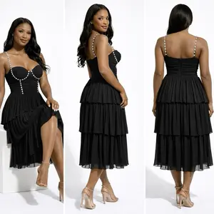Midnight Crystal Tiered Dress