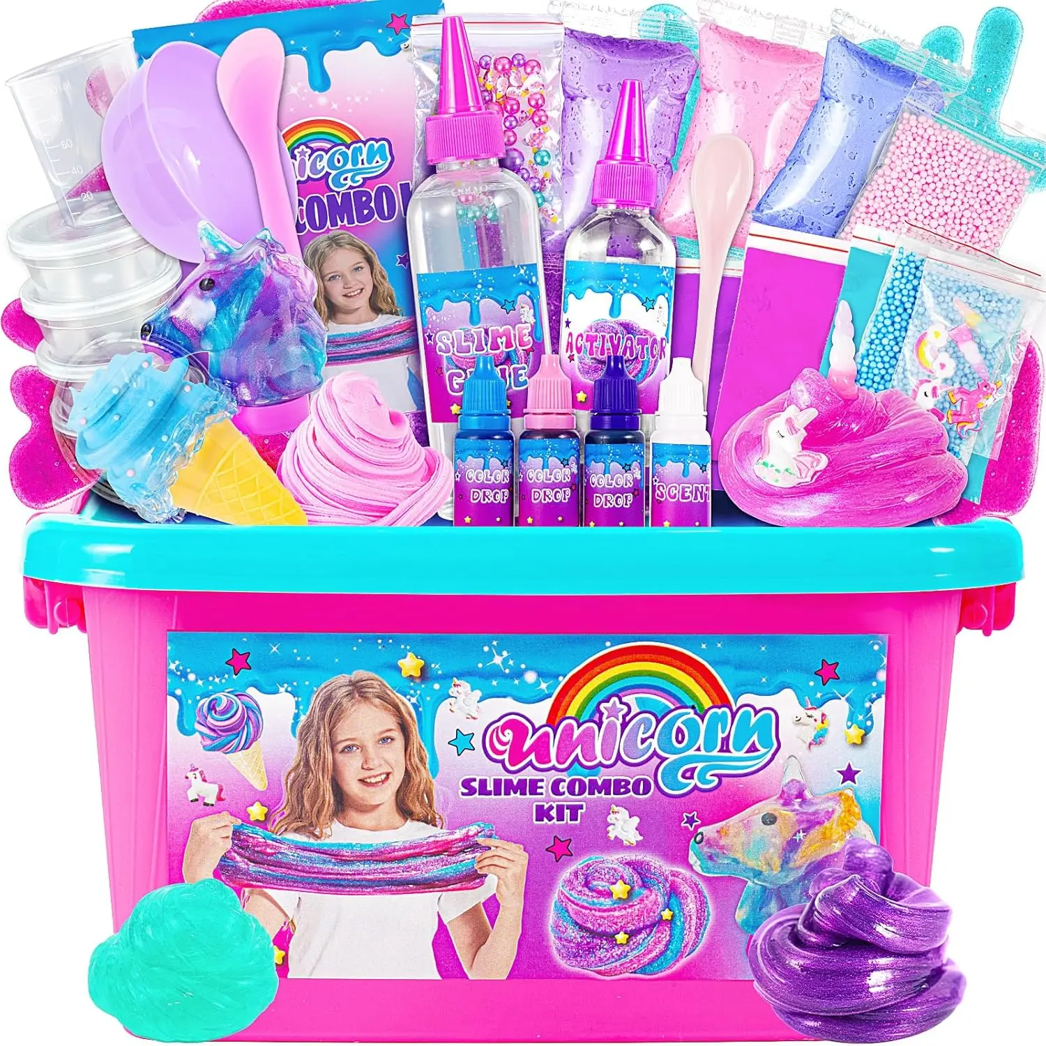 Halloween Fall Gift Mini Unicorn Slime Kit – Glimmer Crunchy, Foam & Galaxy Slime for Girls 6-12, Fun Party Favors for Kids
