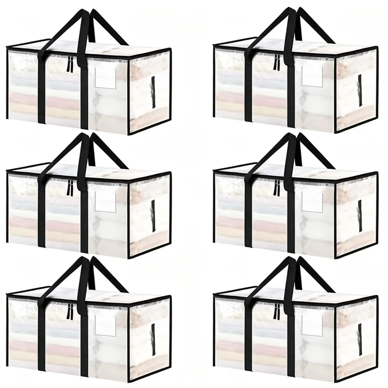 Large-Capacity Transparent Thick Plastic Foldable Rectangle Storage Bags with Hinged Lids - Sturdy Organizer Storage, Home Decor for Travel & Apartment Use,dorm essentials