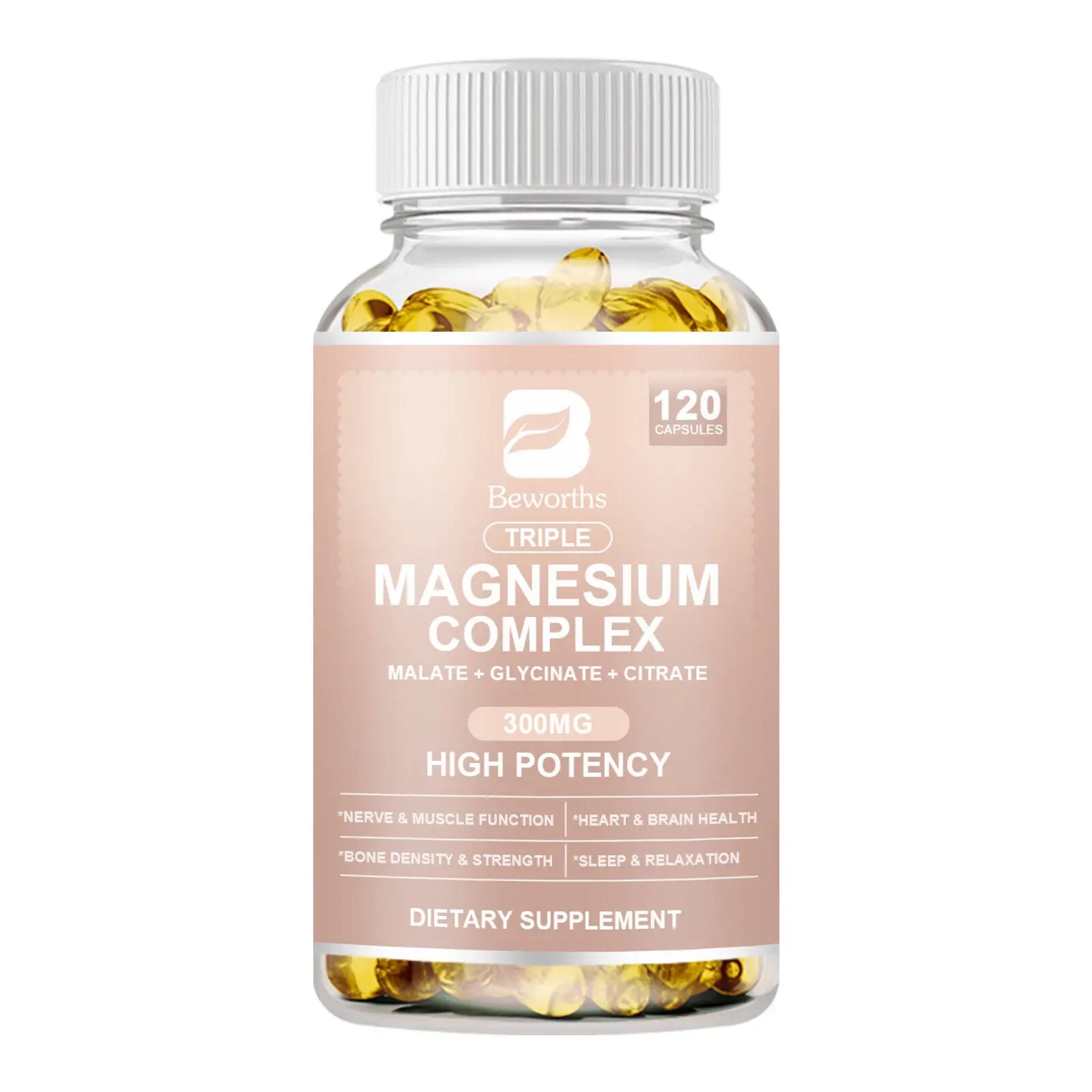 Beworths Triple Magnesium Complex 300Mg - Improves Sleep, Energy and Immune Support 120PC