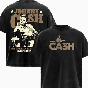 Johnny Cash Jim Marshall Brand Country Music Tee, Retro Music Tee, Country Music  Vintage Band Shirts Casual Comfort Cotton Fabric Fit Top , Top Men's and Women's Clothing K