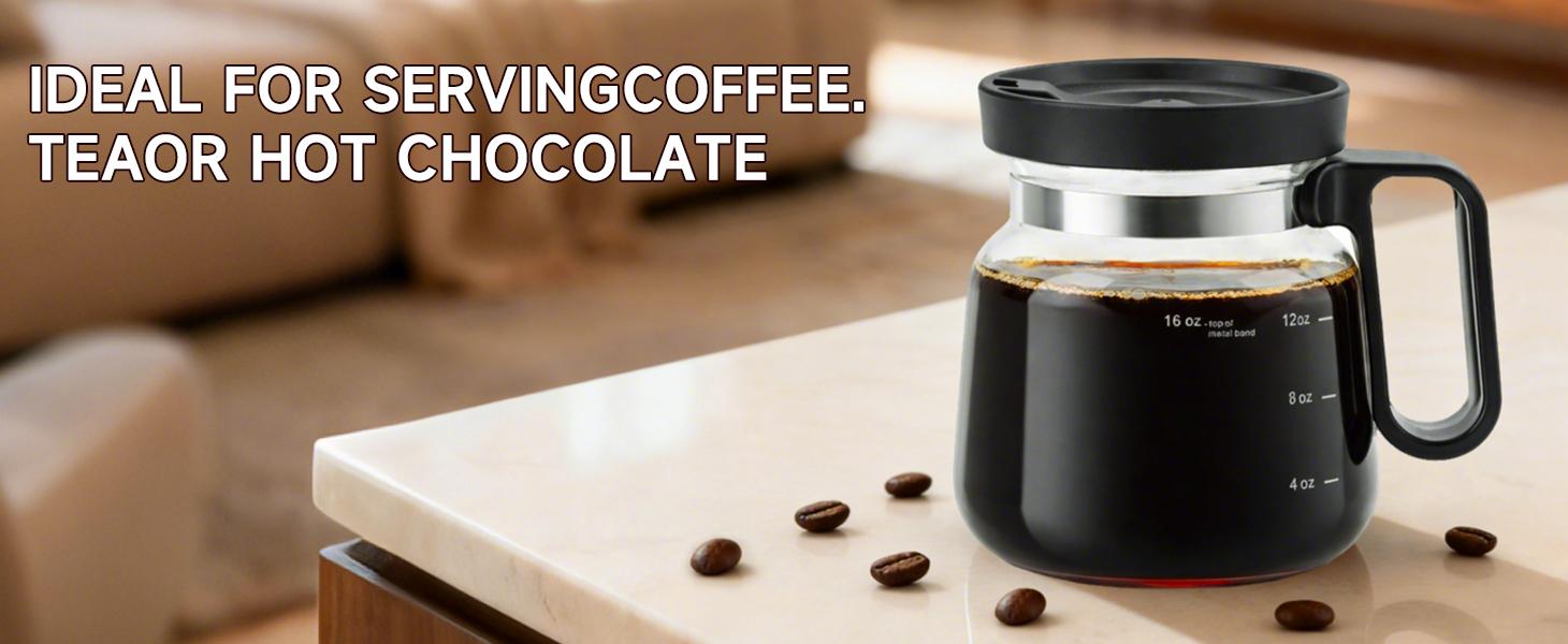 16 Oz Coffee Pot Mug,Mini Coffee Pot Cup,with Spill Proof Lid Heatproof Glass Mug Large Capacity ideal Gift for Coffee Lovers (1pcs)