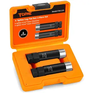 2-Piece 6-Spline Lug Nut Socket Set - 6-Point Lug Nut Key (41/64" & 45/64") for M12x1.25 & M12x1.5 Lug Nuts - Easy Installation and Removal for Aftermarket Wheels