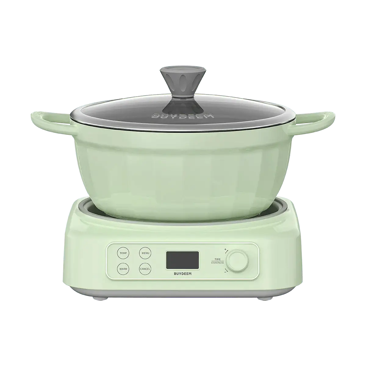 BUYDEEM 4.7QT Slow Cooker Set, Detachable Ceramic Pot & Non-stick Stew Pot, Versatile Multi-Cooker, Sage Green
