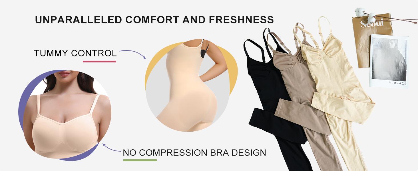 SHAPERX  Full Body Shapewear Tummy Control High Waisted Leggings Stretchy Bodysuit Black Sculpting