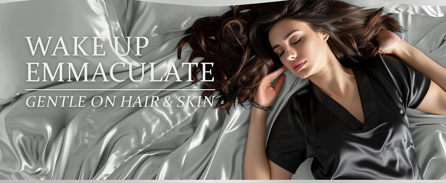 DECOLURE Satin Sheets 4 Piece - Hypoallergenic, Double Stitching, Wrinkle Free - Silky & Luxuriously Soft Satin Bedding with 15" Deep Pockets & Elastic Edges for Secure Fit - Bedset