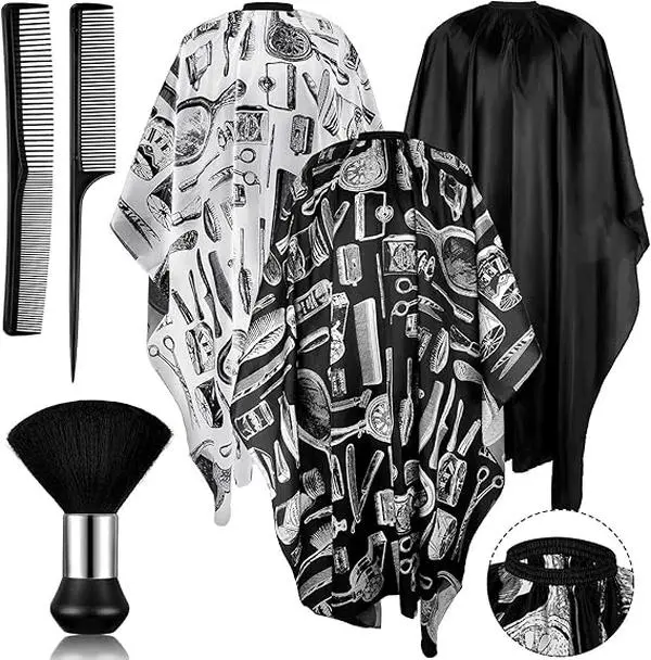 6Pcs Professional Barber Cape with Neck Duster Brush Large Hair Cutting Cape Profesional Barber Accessories for Men/Adults/Barber/Salon/Clients/Home/Women - Home Improvement.