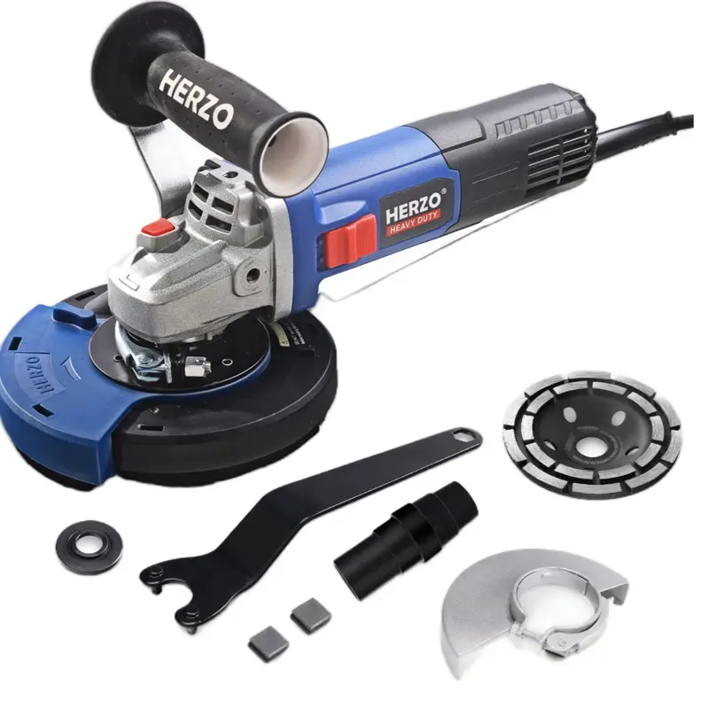 Herzo Variable Speed Concrete Grinder, 125mm, for Ceramic & Masonry Surface Prep with Dust Control