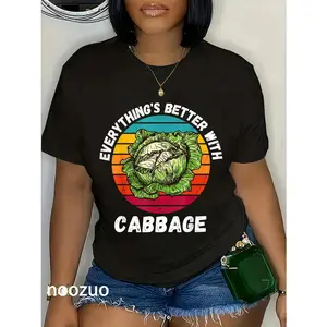 100% Cotton Vintage Cabbage Everything's Better With Cabbage Retro T-Shirt