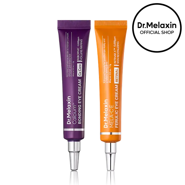 [Dr.Melaxin Official] Ageless Eye Cream Duo, Calcium Bonding & Mela-C·E Ferulic, Retinal, Vitamin C, Eye Bag Tightening, Dark Circle Corrector, Crow's Feet Wrinkle Eraser