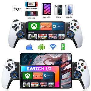 Phone Game Controller for iPhone/Android/Switch 1/2/OLED/iPad Mini,Wireless Mobile Game Controller with Hall Joystick Support Xbox Game Pass, PlayStation, Steam Link, Call of Duty,iOS&Android Gaming Controlle Mac-compatible Games