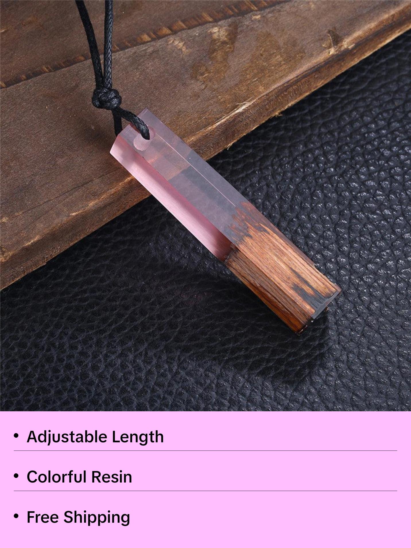 Resin Wood Pendant Necklace