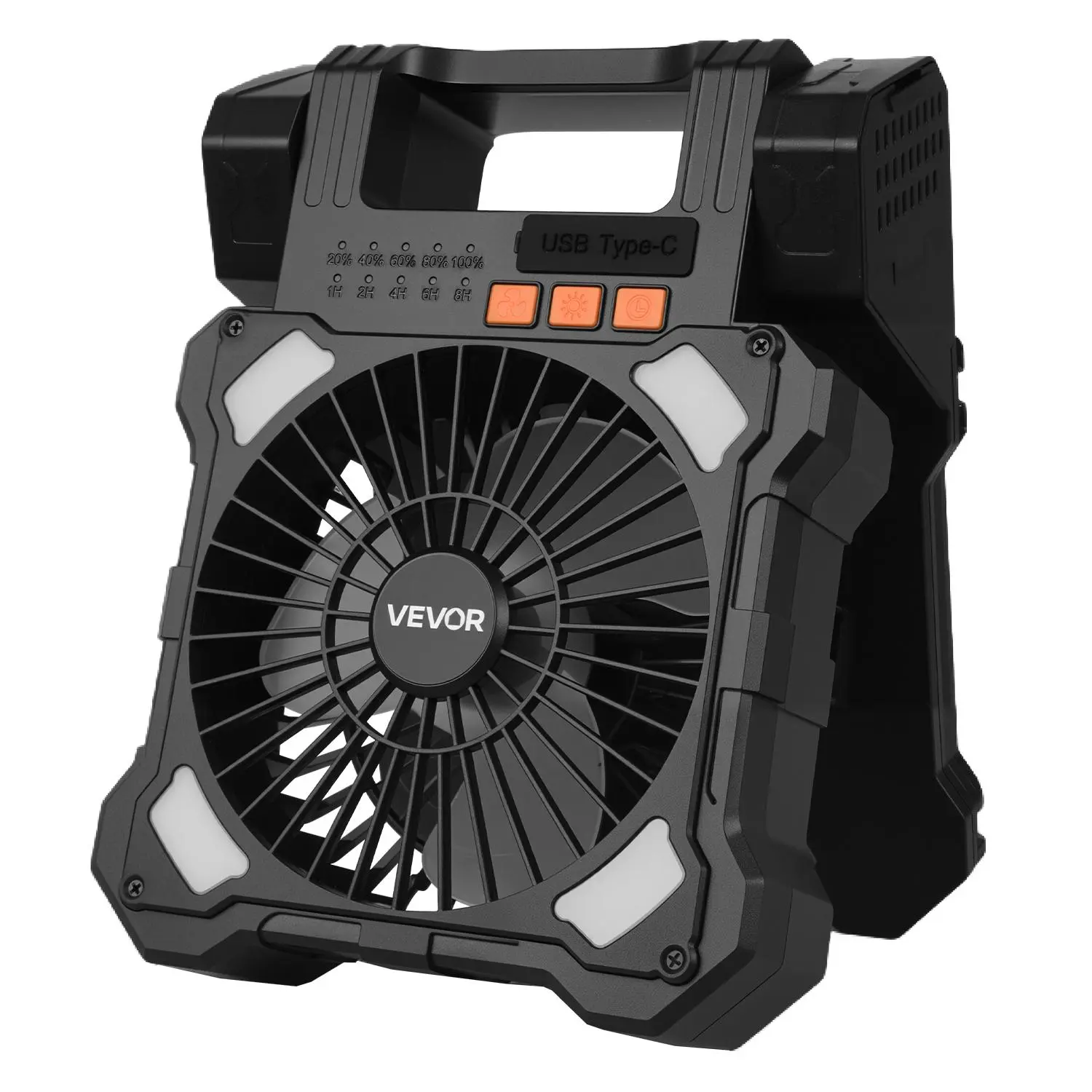 【SummerFinds】VEVOR 20000mAh Rechargeable Solar Fan with LED Lantern,  8 inch Portable Fan Cordless with 7W Foldable Solar Panel, 5-Speed& Timer& Quiet,USB Battery Powered for Camping Tent Worksite Office Desk