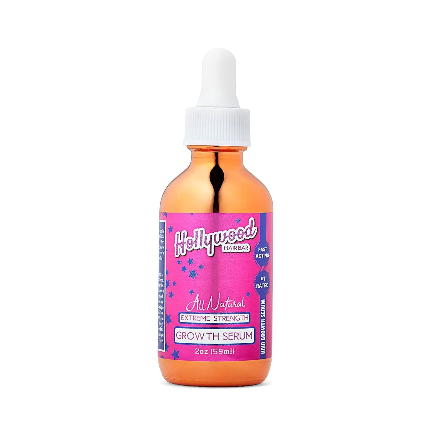 Hollywood Hair Bar Extreme Strength Growth Serum, Hair Loss & Root Revival Treatment with Carrot, Coconut & Fruit Oils, 2 oz Unisex Haircare, Tea Tree