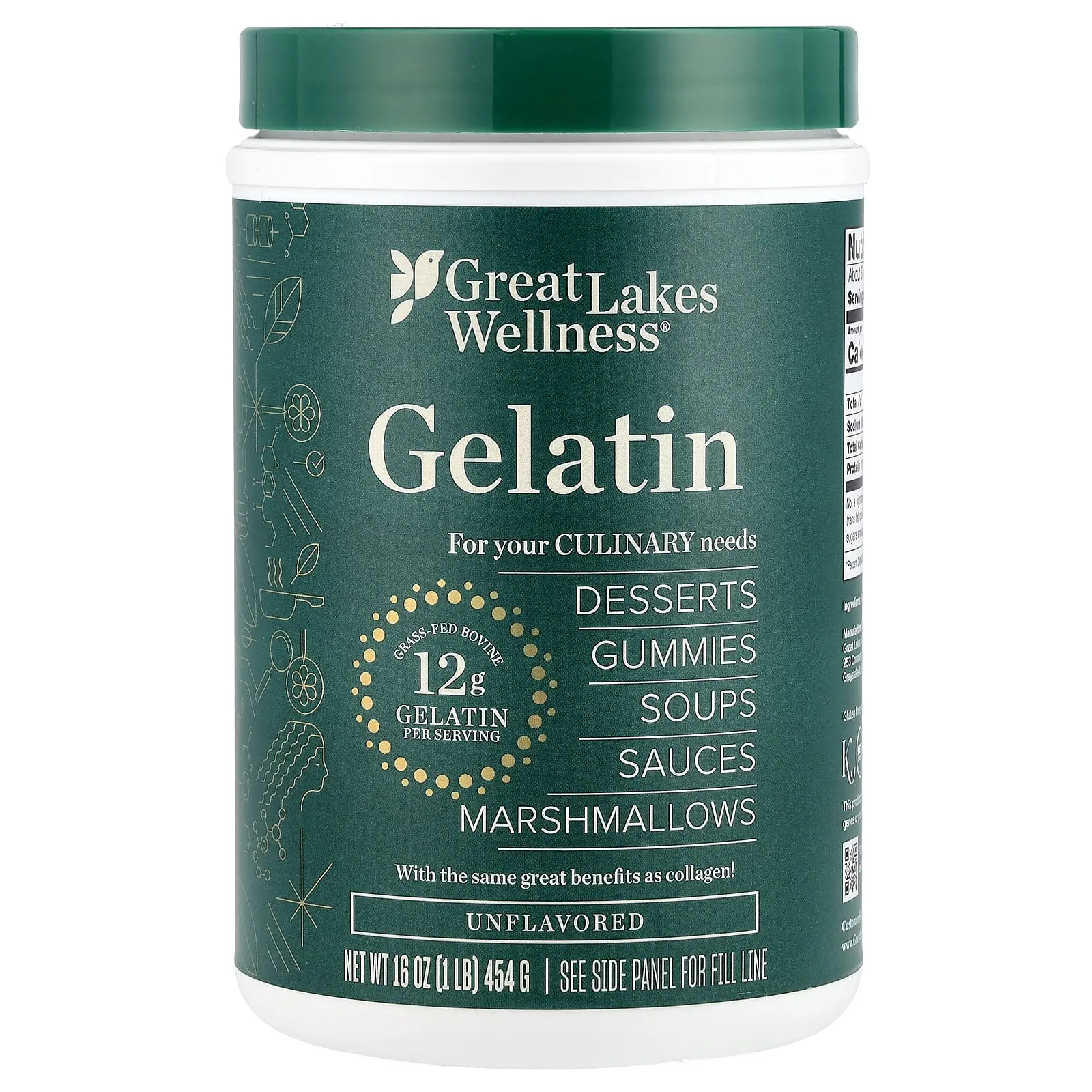 Great Lakes Wellness Gelatin, Unflavored, 16 oz (454 g)