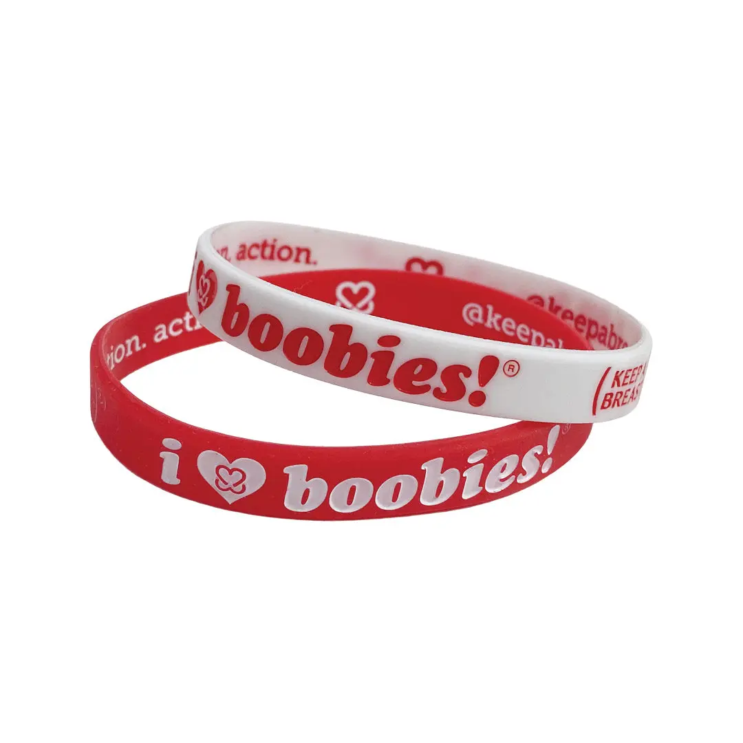 i love boobies! Mini Bracelet Pack - Candy Cane (Red / White)