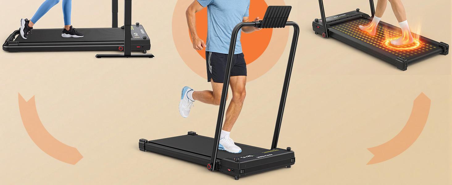 【New Year Special】Home/Office Treadmill, Under-Desk Walker, LED Display, 300 lbs Weight Capacity, Multi-Function Fitness Station