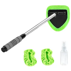 Window Cleaning Tool - Retractable Windshield Cleaner Wand, Microfiber Mirror Cleaning Tool Kit for Car Interior Cleaning