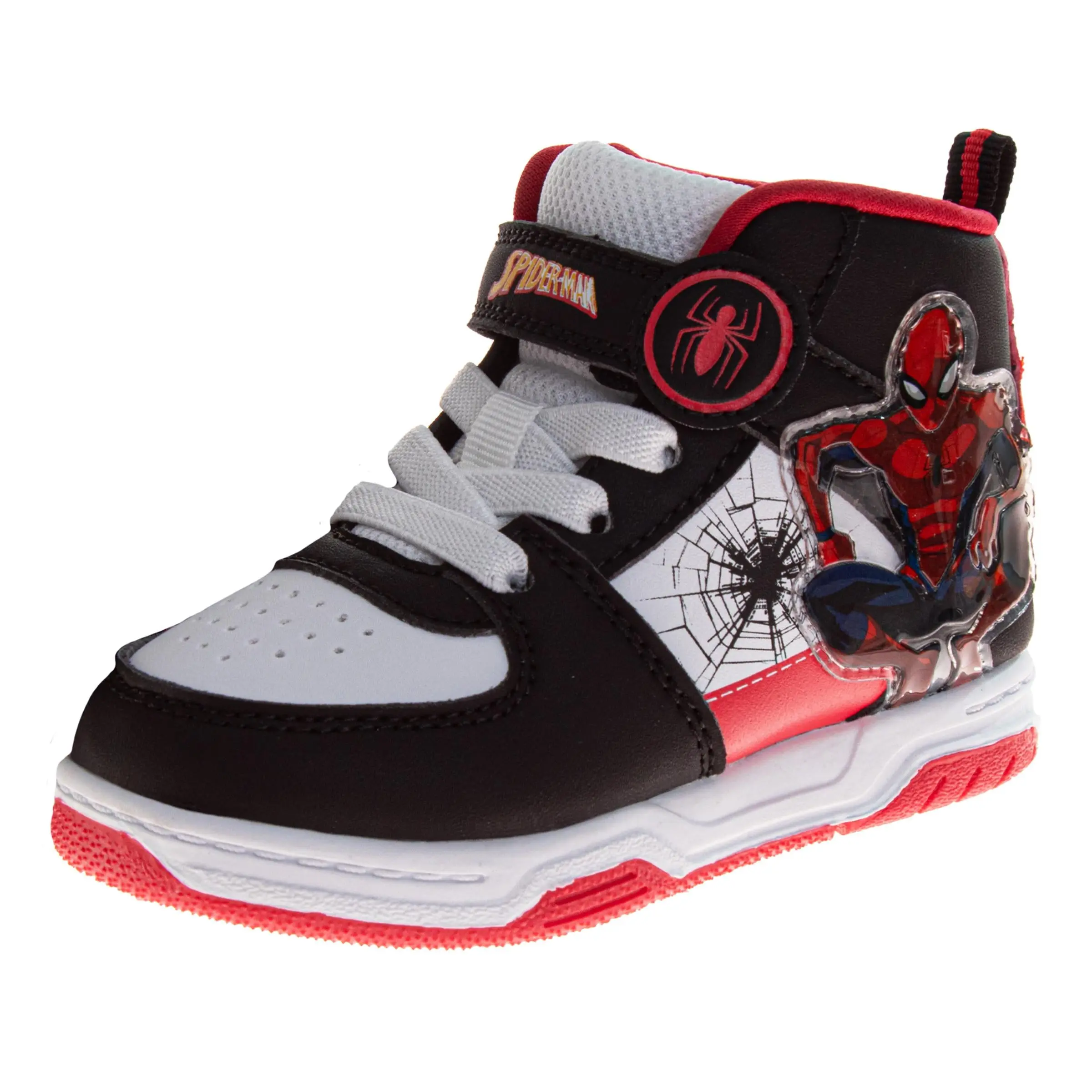 Spider-Man Boys High Top Sneakers Hook and Loop with Lace-Up (Little Kid)