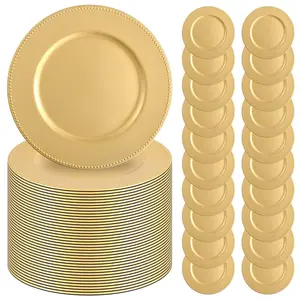 MTREO 50 PCS Charger Plates 13" Round Charger Plates Bulk Beaded Chargers for Dinner Plates Decorative Charger Plastic Charger Plates for Wedding Party Event Baby Bridal Shower Table Decoration