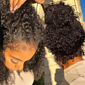 Glueless Curly Lace Front Human Hair Wig With Super Natural Hairline 360 13x6 Drawstring Wig Regular or 4C Curly Edges Hairline Option 220% Density Pre Bleached Knots #TikTokShopBlackFriday
