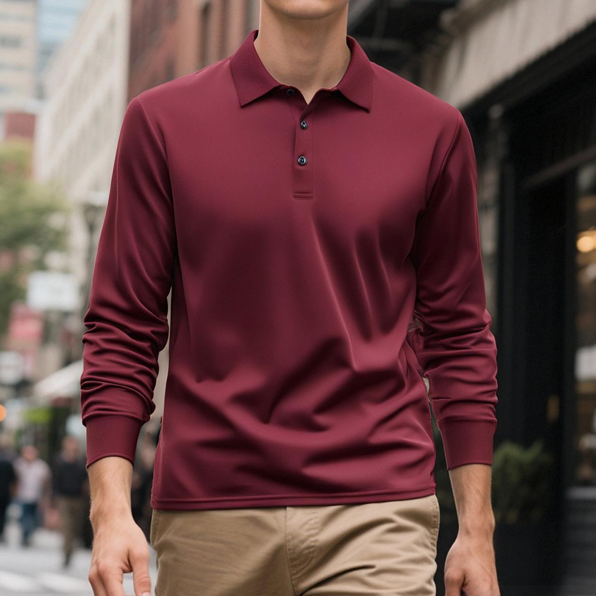 The men's long-sleeved golf shirt features a pointed collar design and has the functions of moisture-wicking and sweat absorption. It is suitable for casual wear in spring and autumn, and also suitable for business casual occasions. Valentine's Day gift