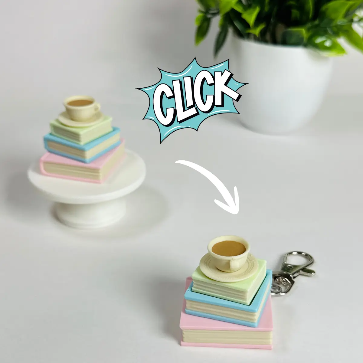 Book Stack Coffee | Keyboard Fidget | Click Fidget | 3D Printed Clicker