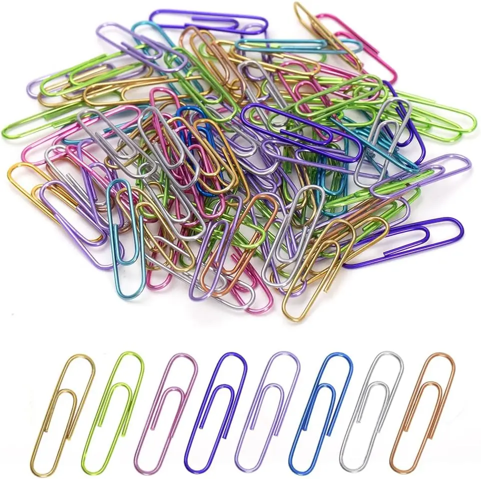 240pcs Medium-Size Colored Metal Paper Clips - Smooth Finish Organizing Tools for Office Use, Sewing & Paperwork Needs