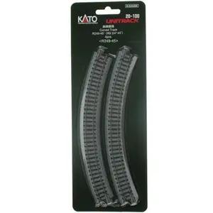Kato  Unitrack 20100 - 249mm (9 3/4") Radius 45 Curve Track [4 pcs], N Scale