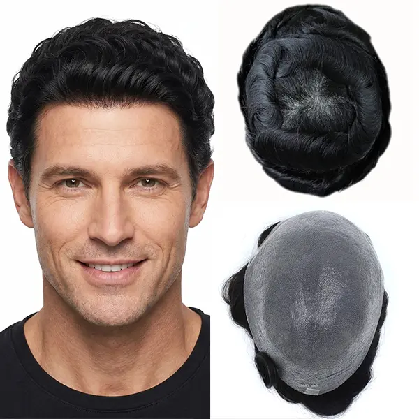 Toupee Real Human Hair Pieces for Men 0.03mm Ultra Thin Skin Invisible All  Mens Hair System Men's Wig Replacement r for Hair Loss Natural Hairline mens Hair Prosthesis Protesis Capilar Hombre wigs light beige tone v-looped hairpiece# real hair wigs