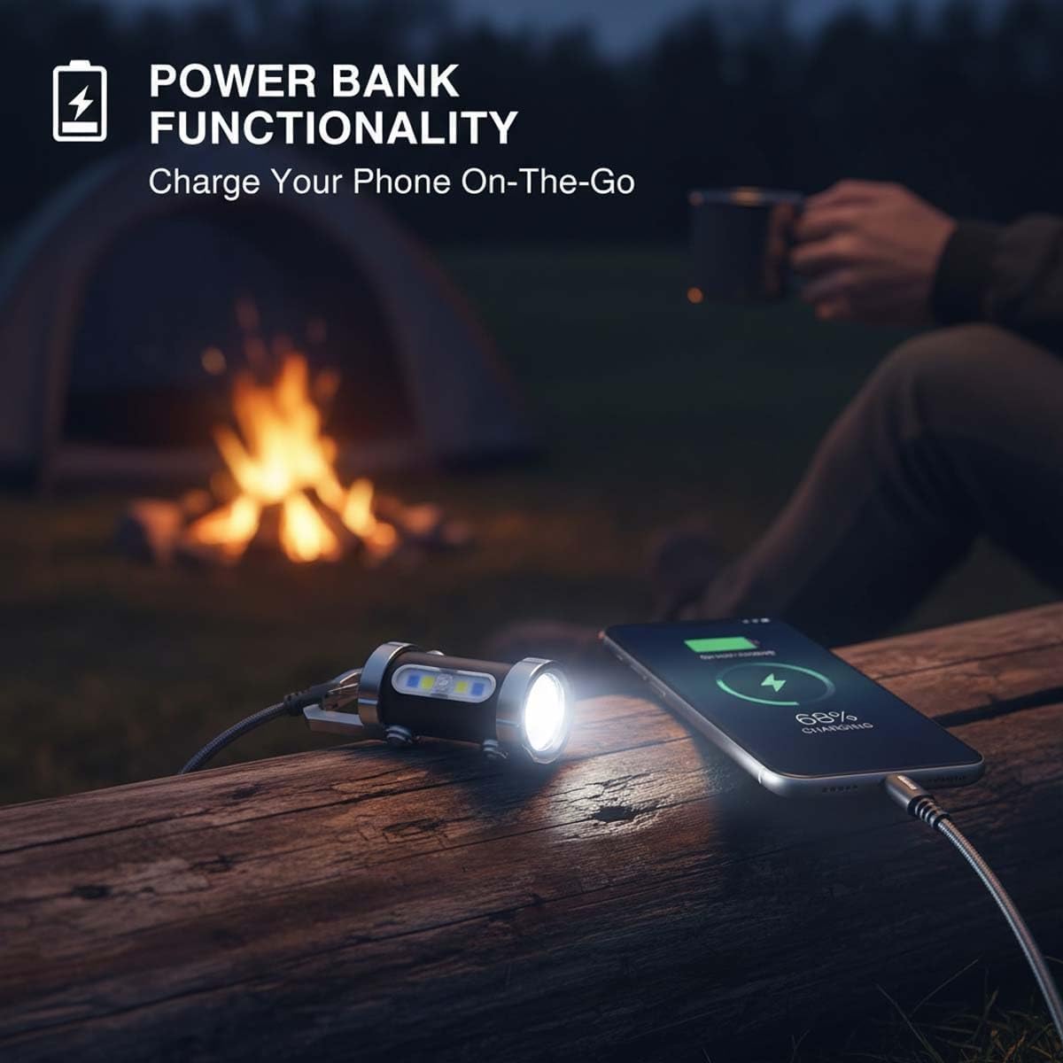 Portable Rechargeable Bright Keychain Flashlight Phone Charger, Mini Keychain Flashlight, 7 Modes, 1200 Lumens EDC Waterproof Keychains Flashlight (4PCS)